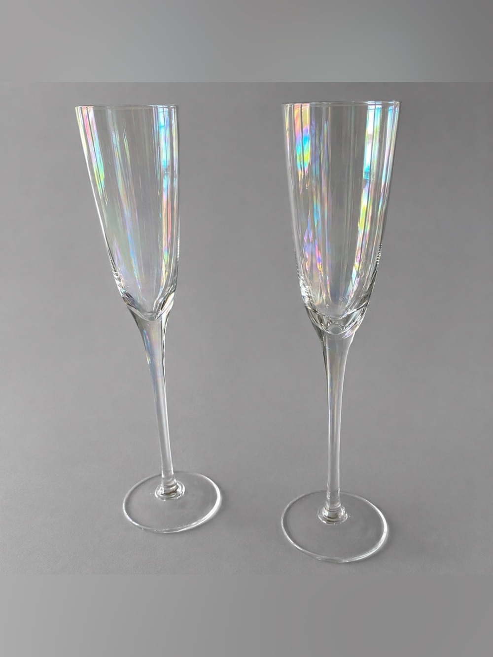 Opalescent Iridescent Tall Champagne Flutes GORGEOUS Set of 2